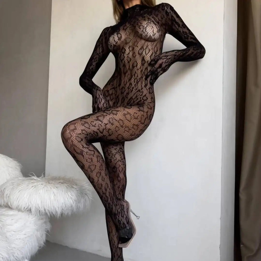 Panterkowy bodystocking Rea